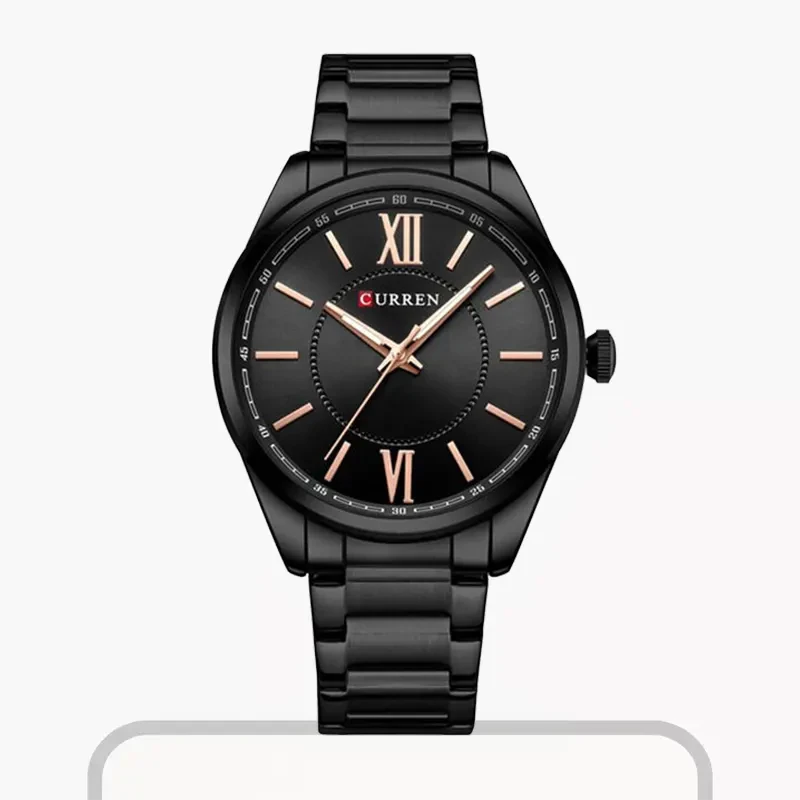 Curren Luxury Black Dial Window Material Men's Watch- 8423